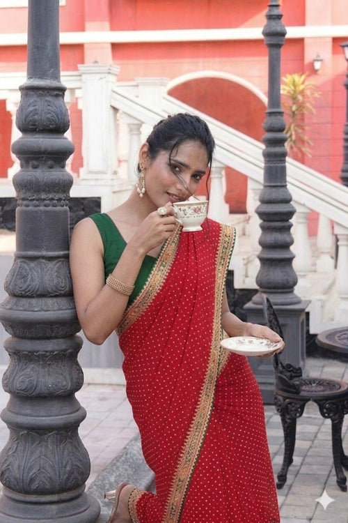 Beautiful Georgette Moothda Saree with Sequined Lace