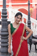 Beautiful Georgette Moothda Saree with Sequined Lace