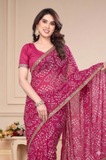 Georgette Bandhani Printed Saree (Pink)