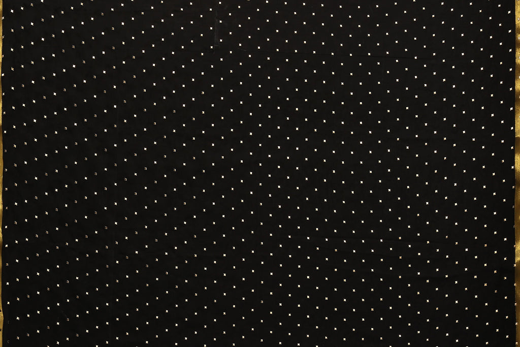 Black Chiffon Foil Print Saree (Black)