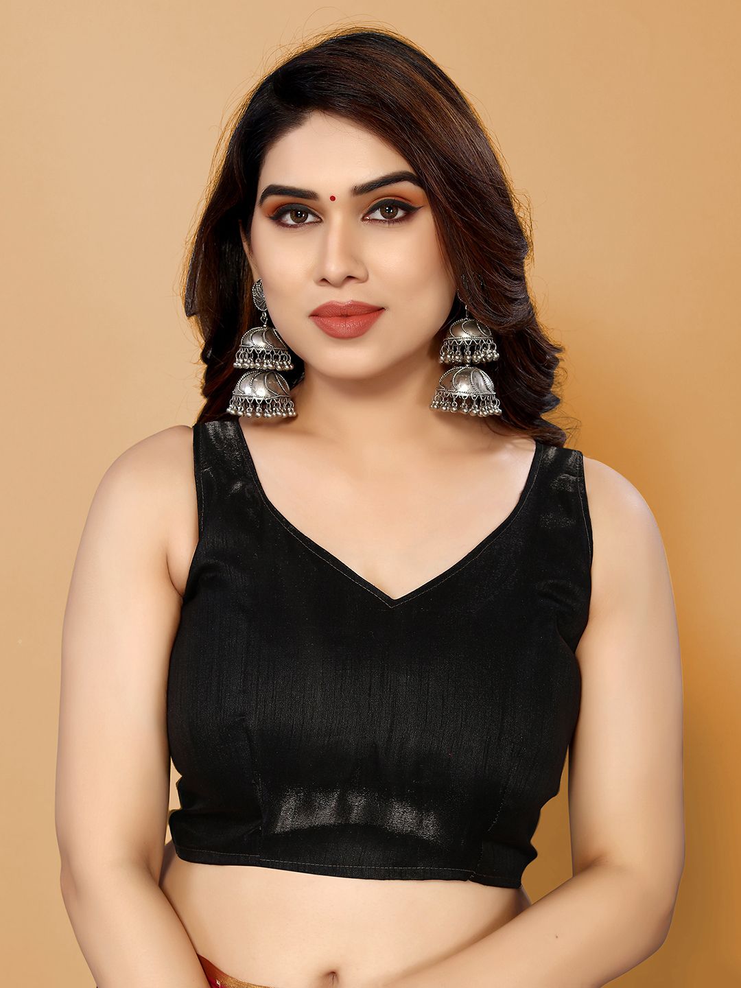 Chiffon Foil Print Saree (Dark Blue)